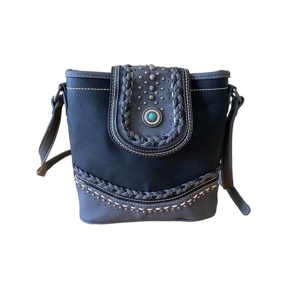 Montana West Handbags - MONTANA WEST PEBBLED LEATHER WITH STUDS/STONES CONCEALED CARRY CROSSBODY BAG NEW